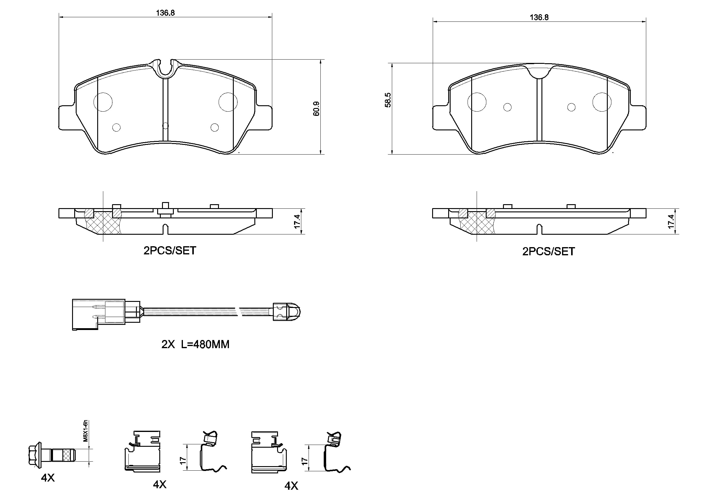 Jogo de 4 pastilhas de travão BREMBO ref. P 24 187G