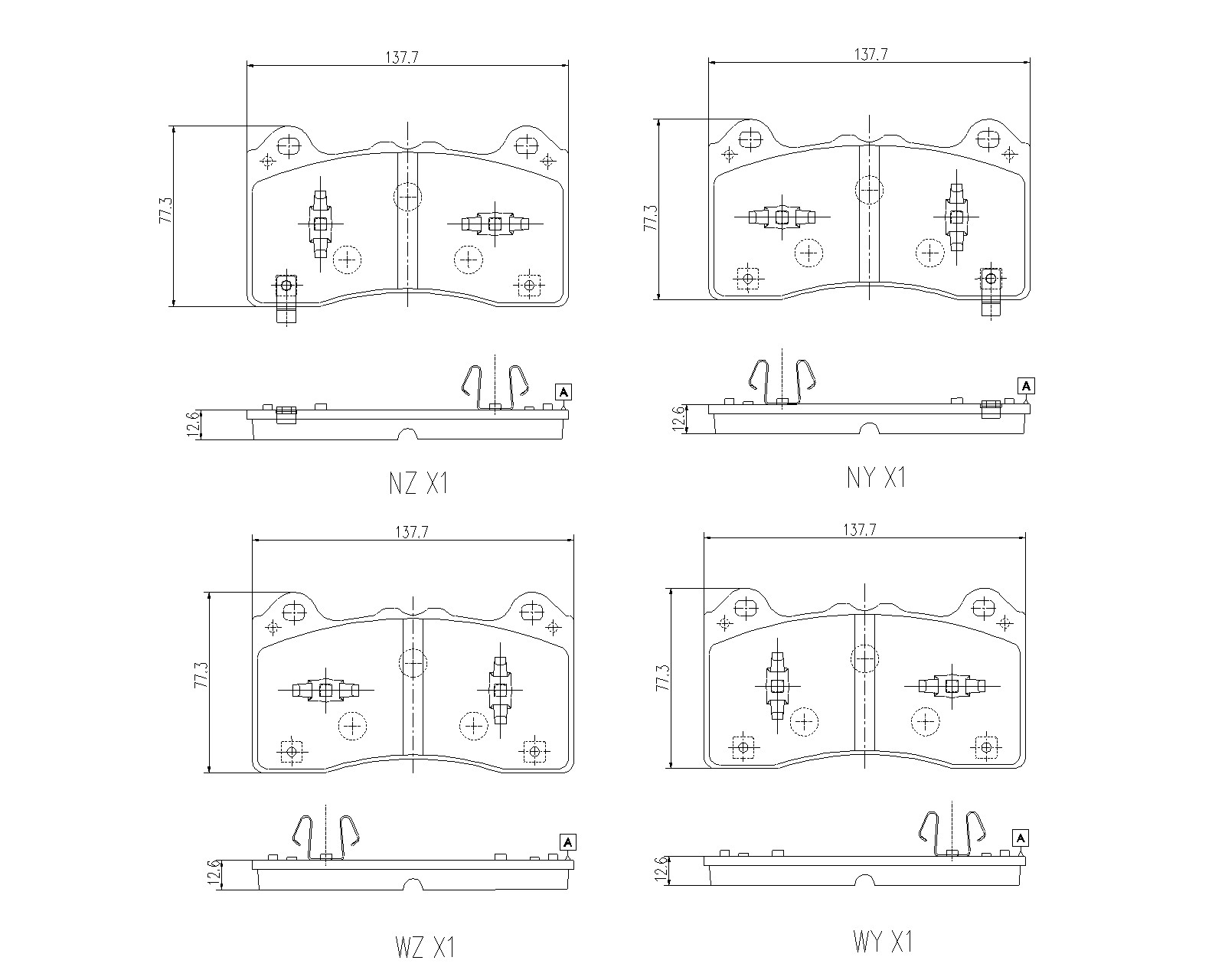 Jogo de 4 pastilhas de travão BREMBO ref. P 24 266