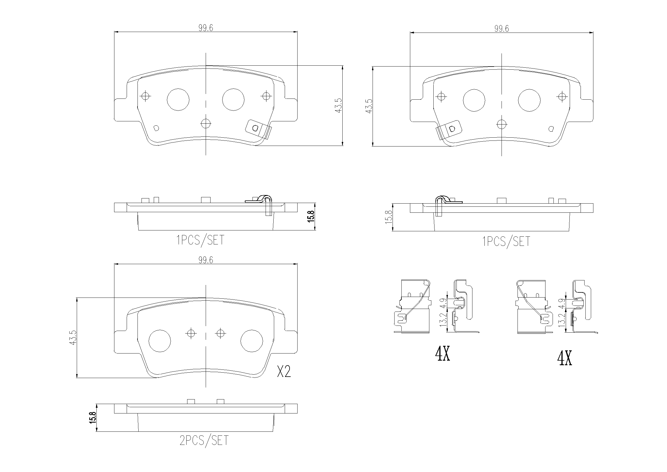 Jogo de 4 pastilhas de travão BREMBO ref. P 30 150