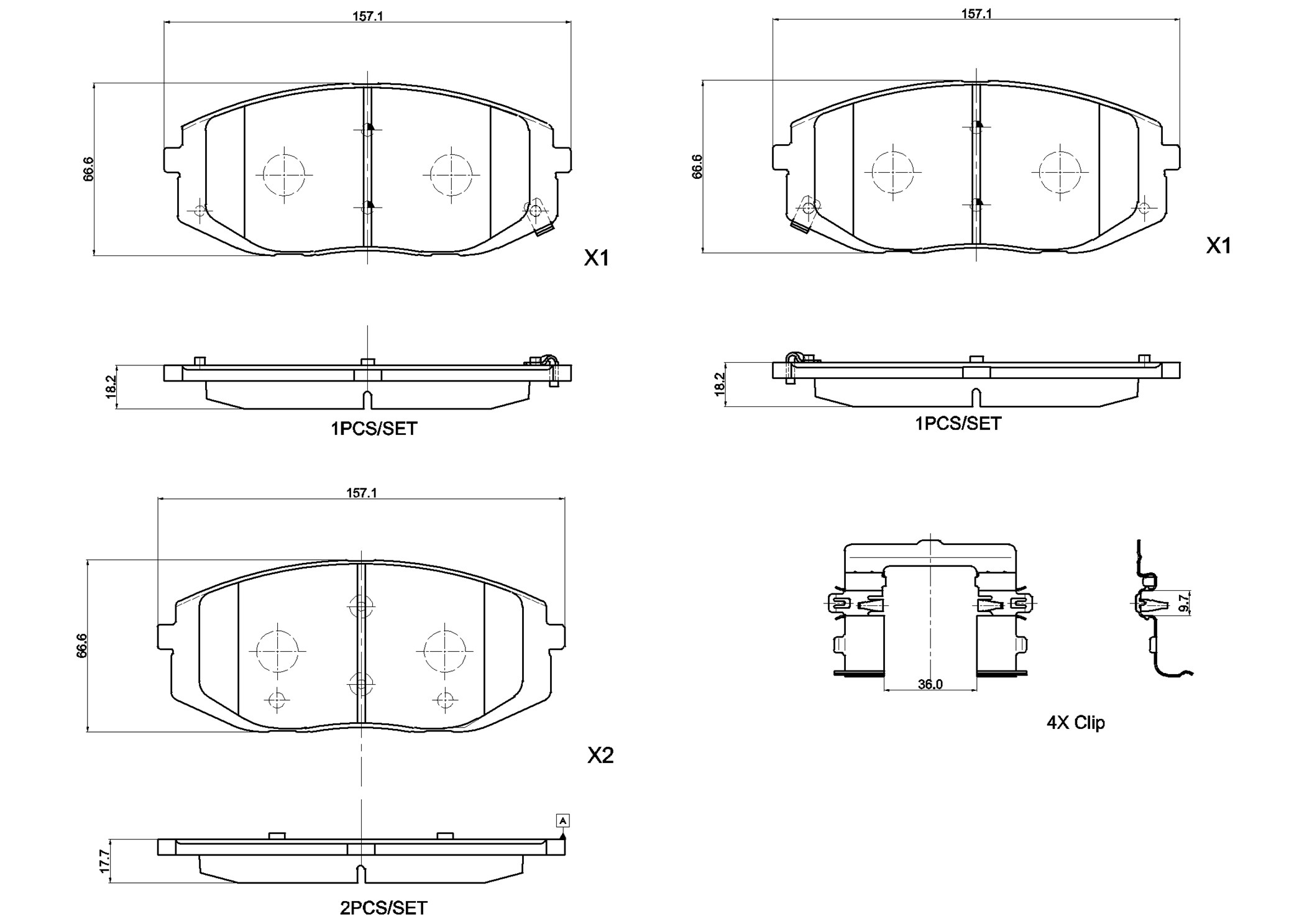 Jogo de 4 pastilhas de travão BREMBO ref. P 30 161