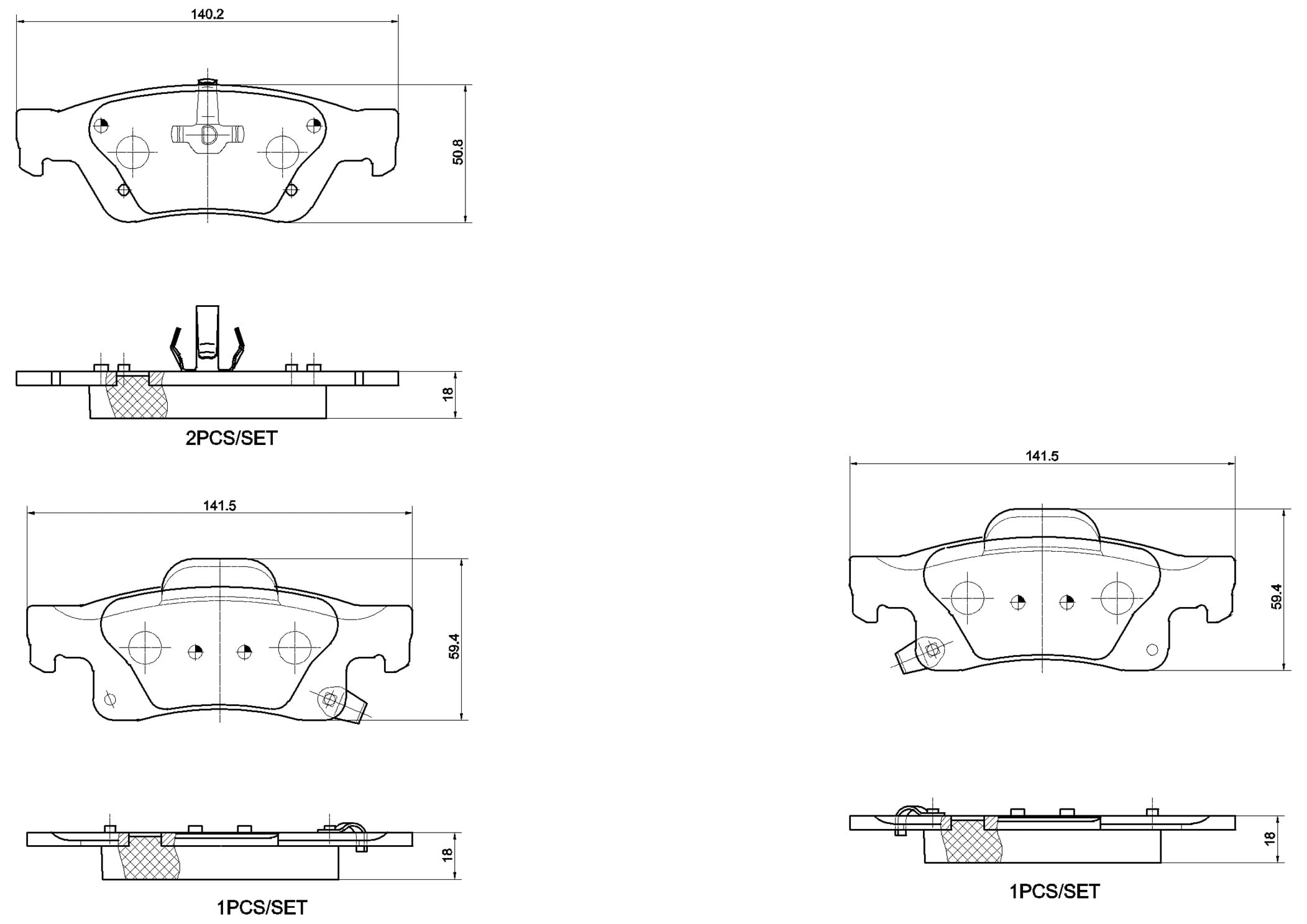 Jogo de 4 pastilhas de travão BREMBO ref. P 37 016X