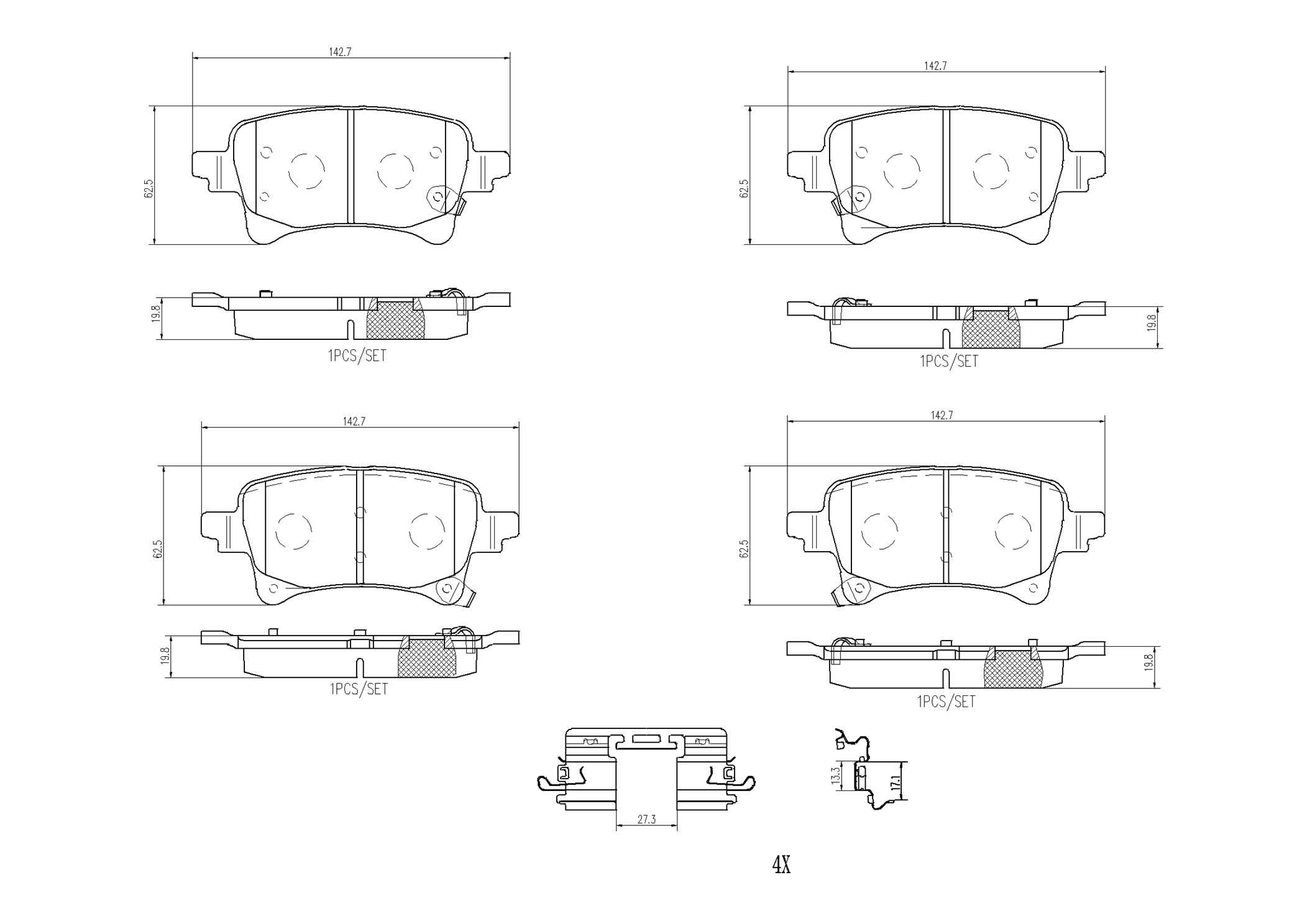 Jogo de 4 pastilhas de travão BREMBO ref. P 37 029