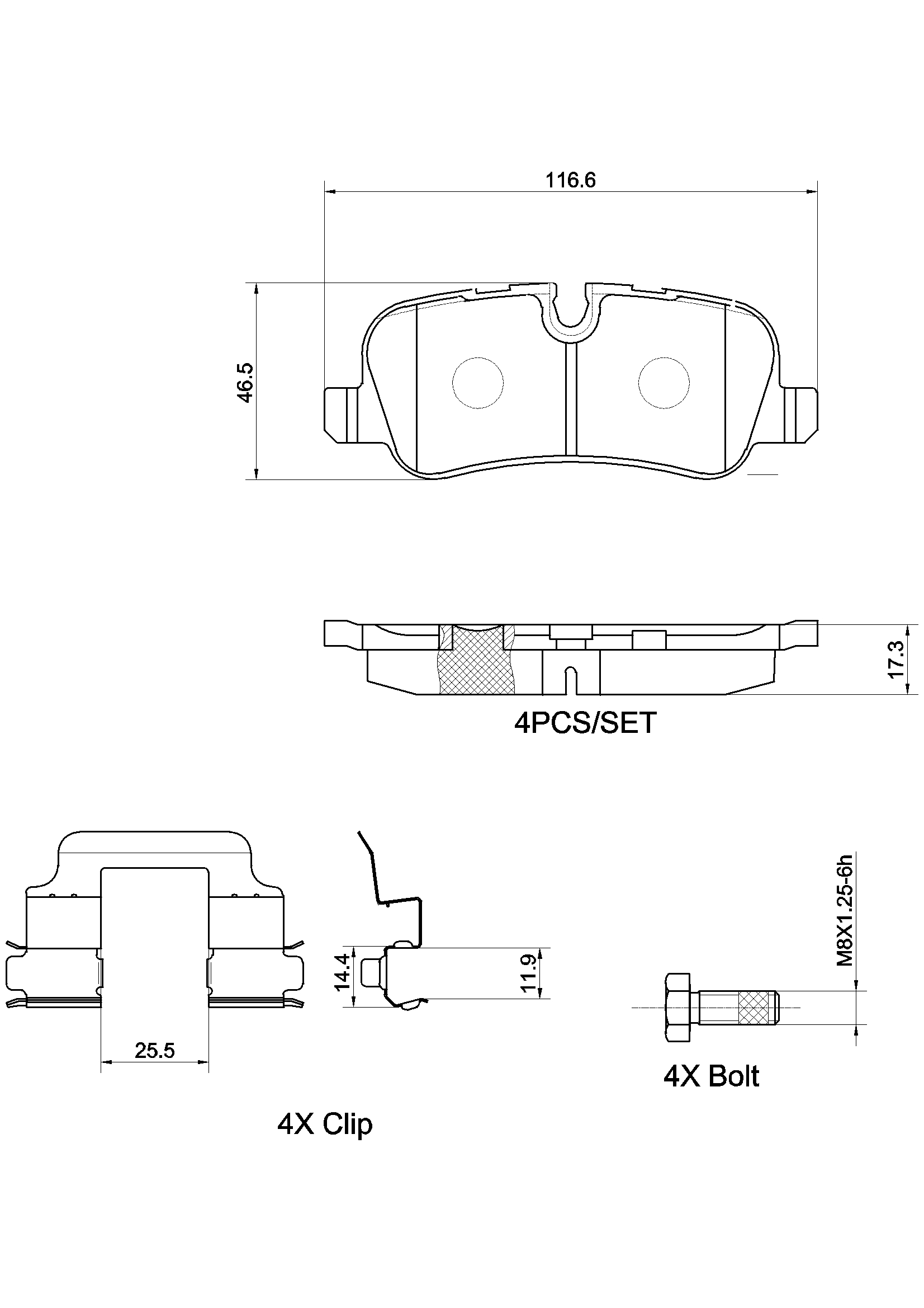 Jogo de 4 pastilhas de travão BREMBO ref. P 44 013X