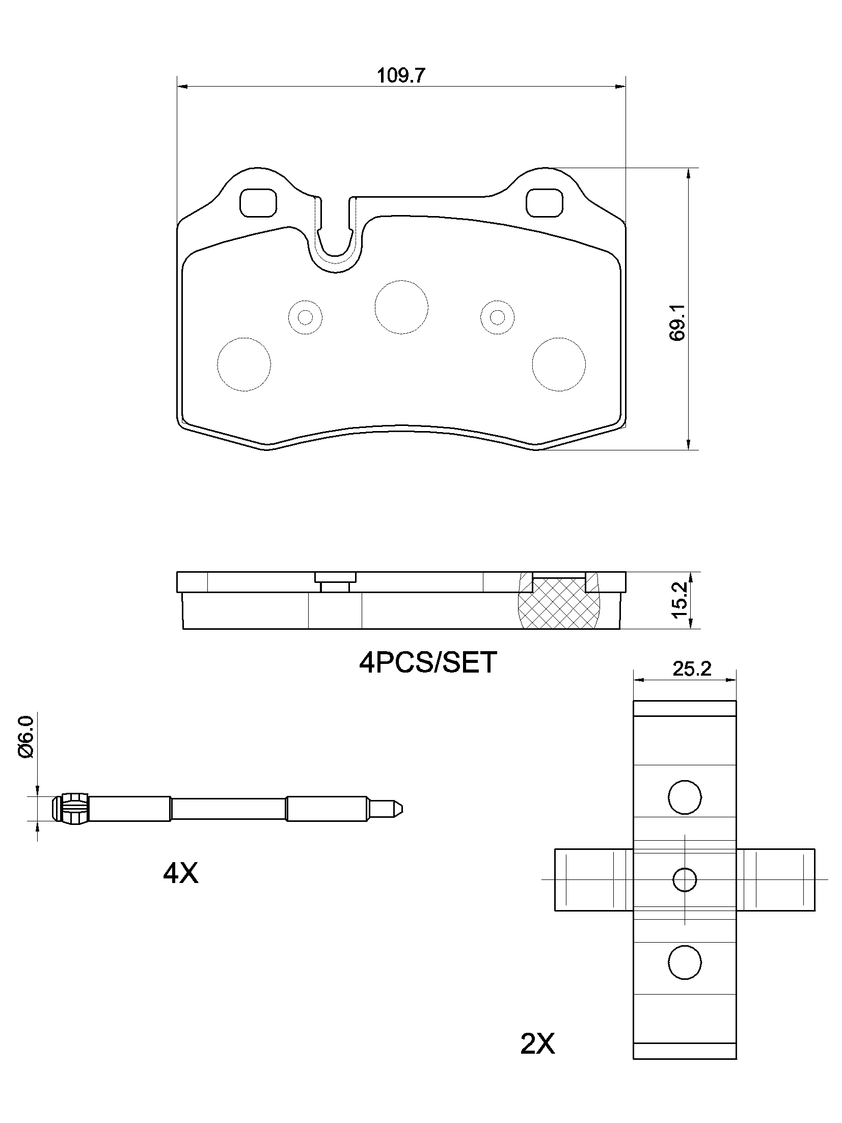 Jeu de 4 plaquettes de frein BREMBO ref. P 48 007