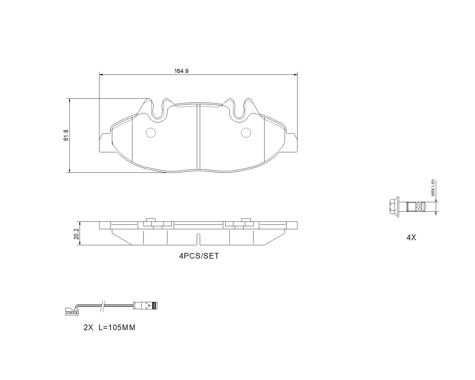 Jeu de 4 plaquettes de frein BREMBO ref. P 50 050G