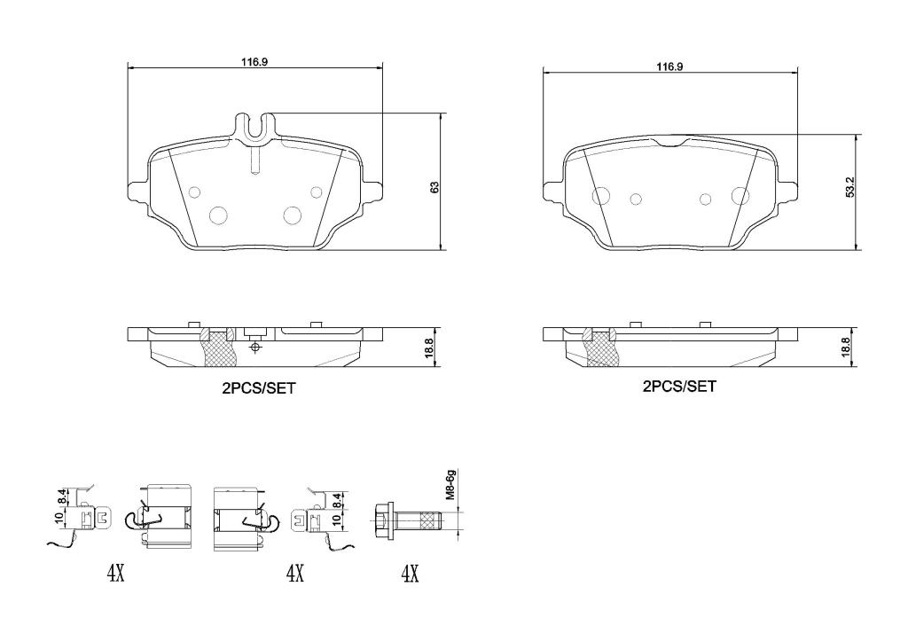 Jogo de 4 pastilhas de travão BREMBO ref. P 50 162