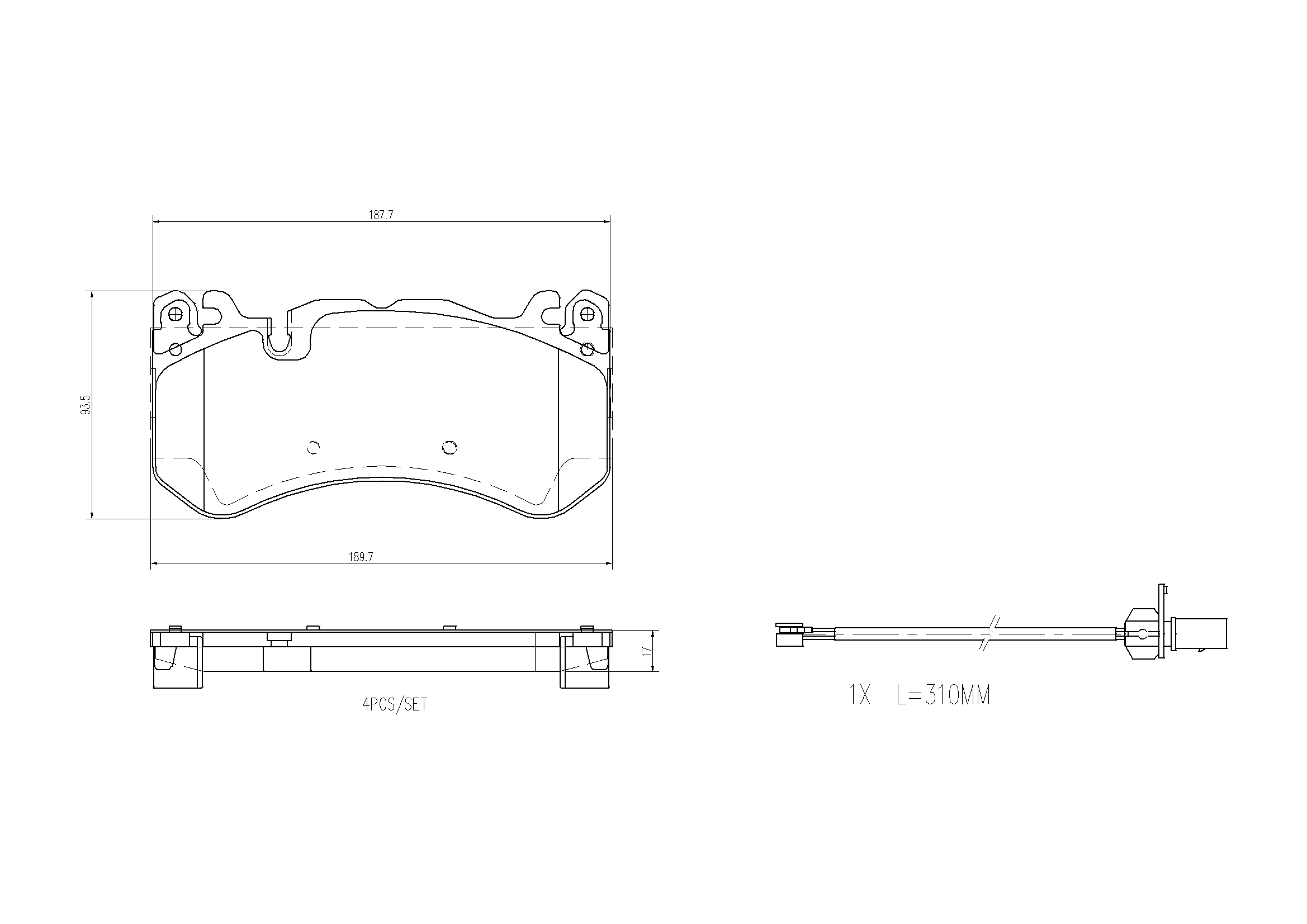 Jeu de 4 plaquettes de frein BREMBO ref. P 50 164