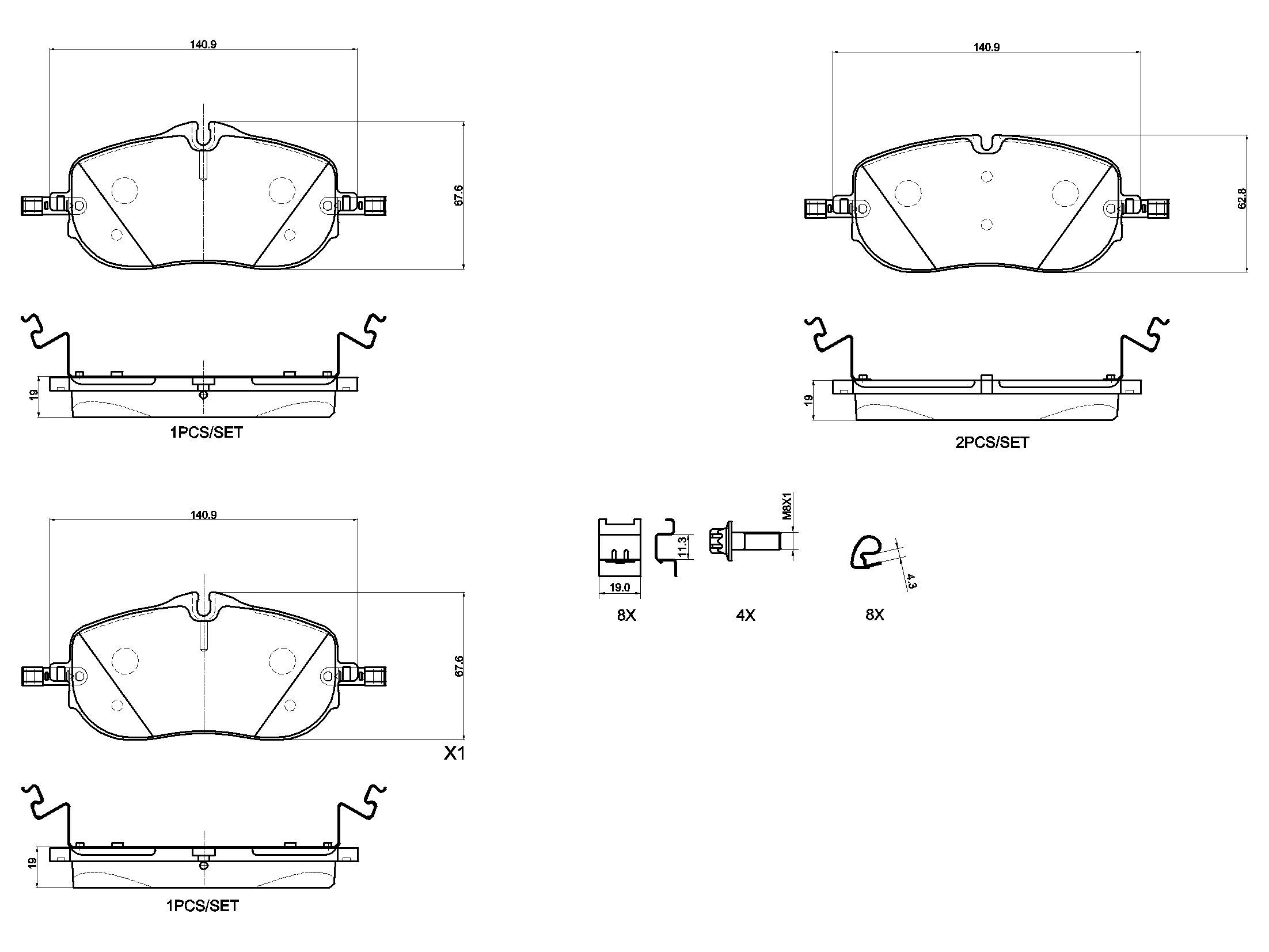 Jogo de 4 pastilhas de travão BREMBO ref. P 50 175