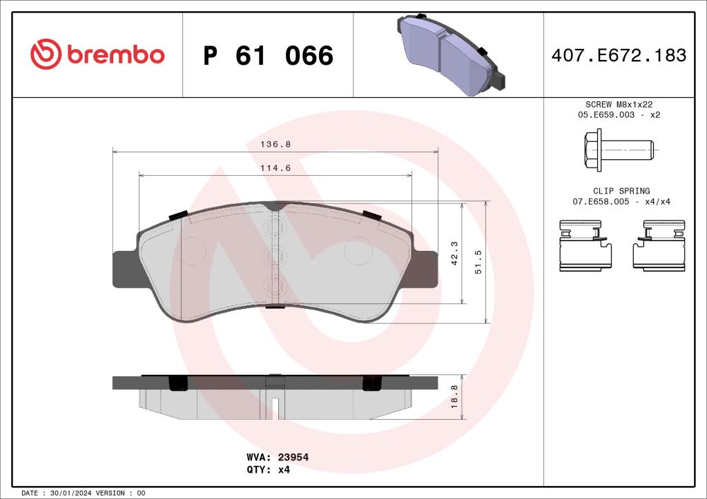 BREMBO Prime P 56 036 Kit pastiglie freni NISSAN PRIMERA
