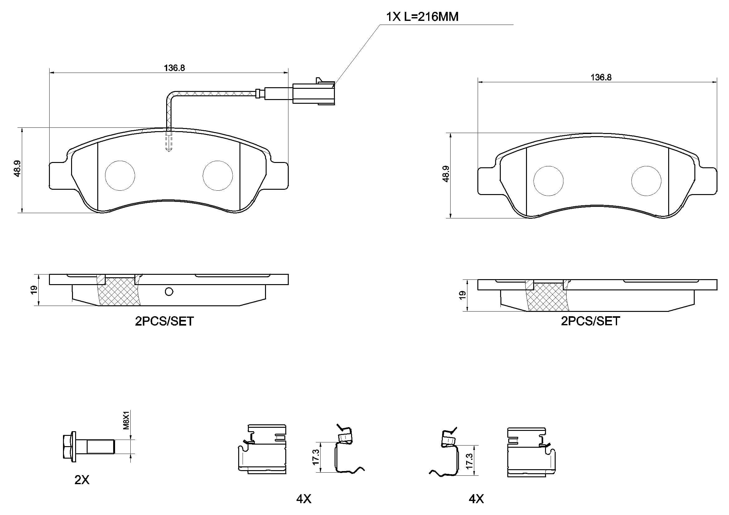 Jogo de 4 pastilhas de travão BREMBO ref. P 61 125G