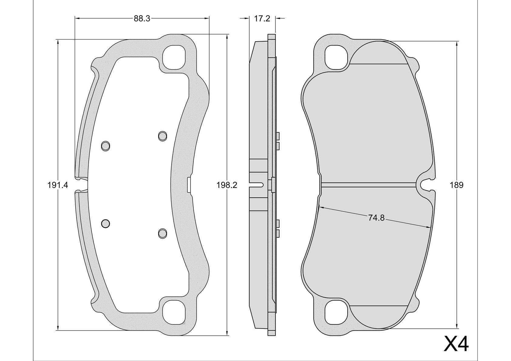 Jeu de 4 plaquettes de frein BREMBO P 65 058