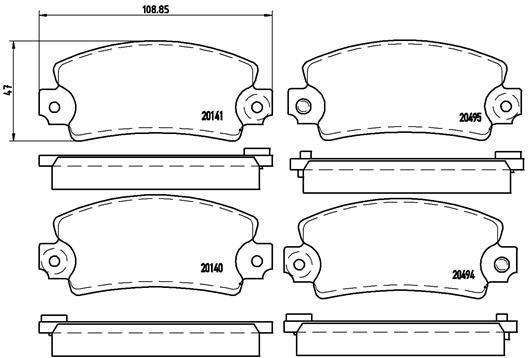 Jeu de 4 plaquettes de frein BREMBO ref. P 68 001