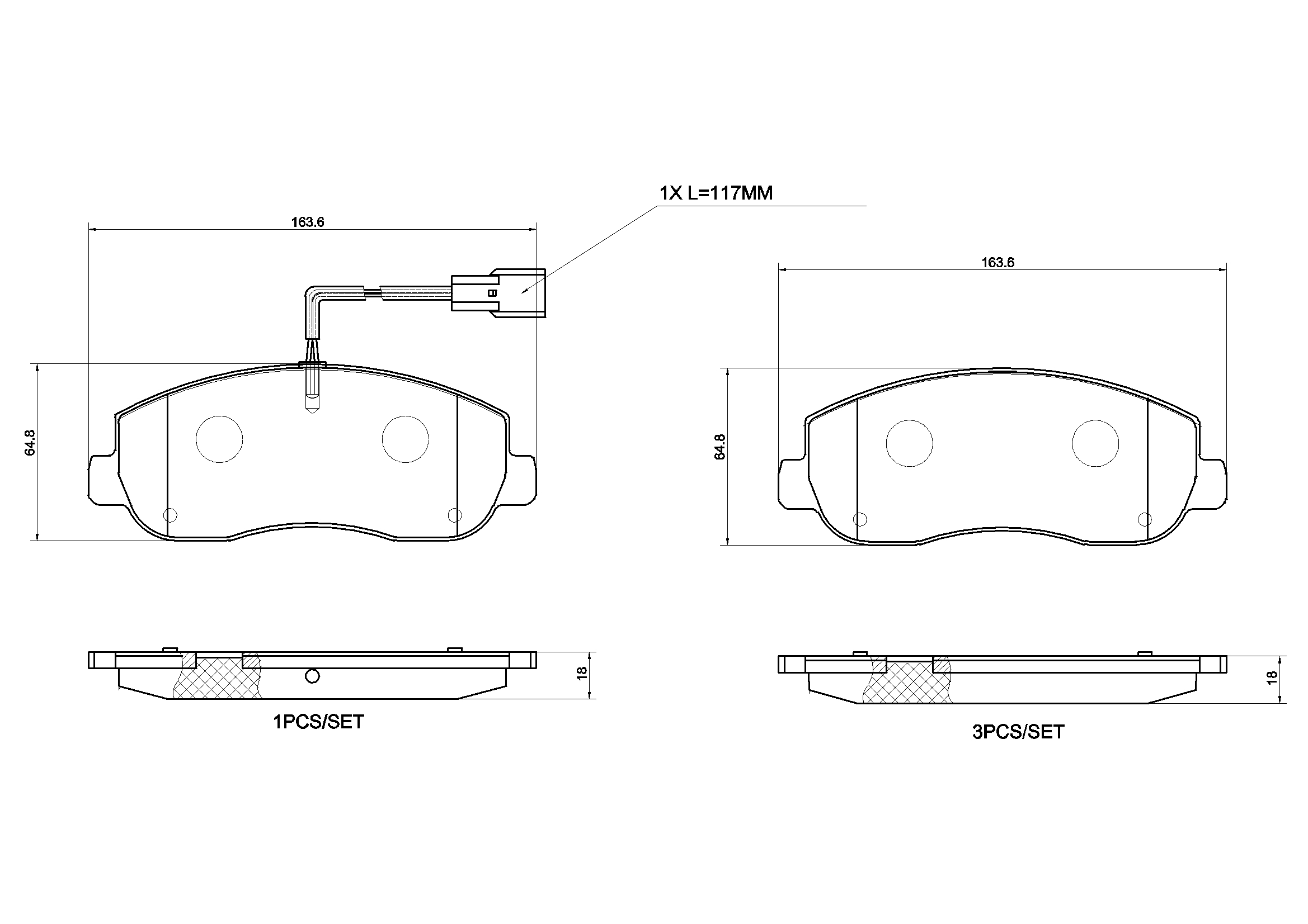 Jeu de 4 plaquettes de frein BREMBO ref. P 68 062G