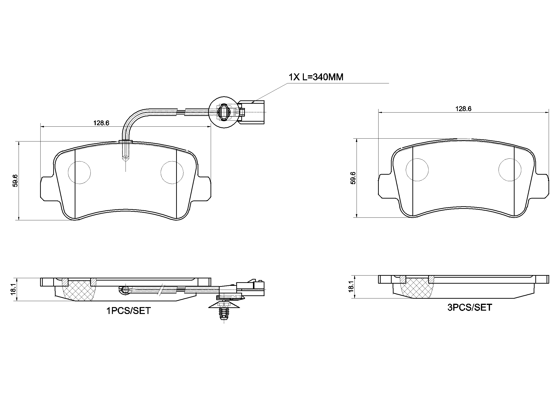 Jogo de 4 pastilhas de travão BREMBO ref. P 68 063G
