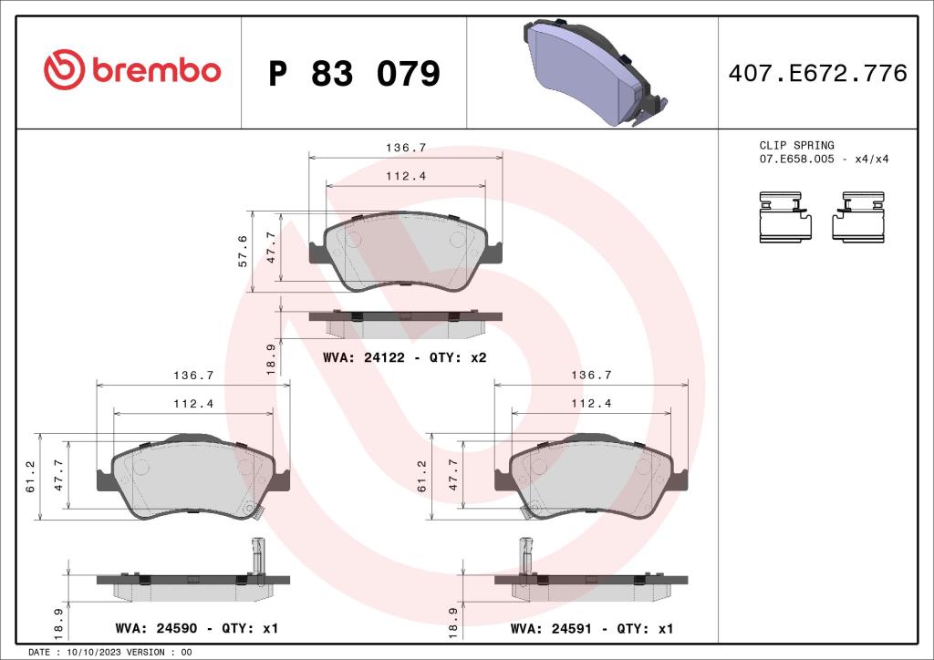 Brembo remblokken voor Toyota Auris Vooras