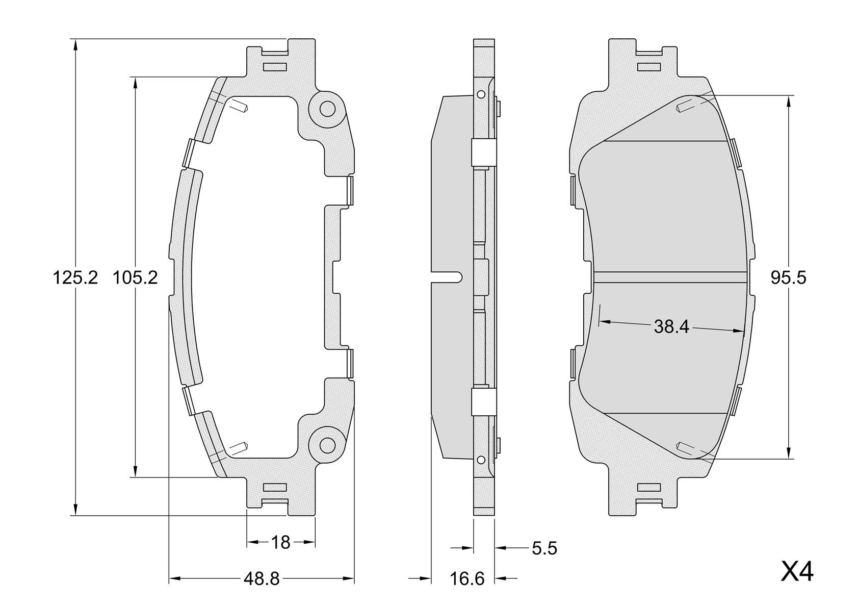 Jogo de 4 pastilhas de travão BREMBO P 83 204