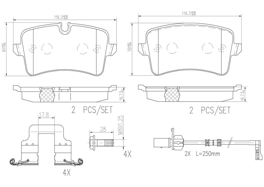 Jogo de 4 pastilhas de travão BREMBO ref. P85120NX