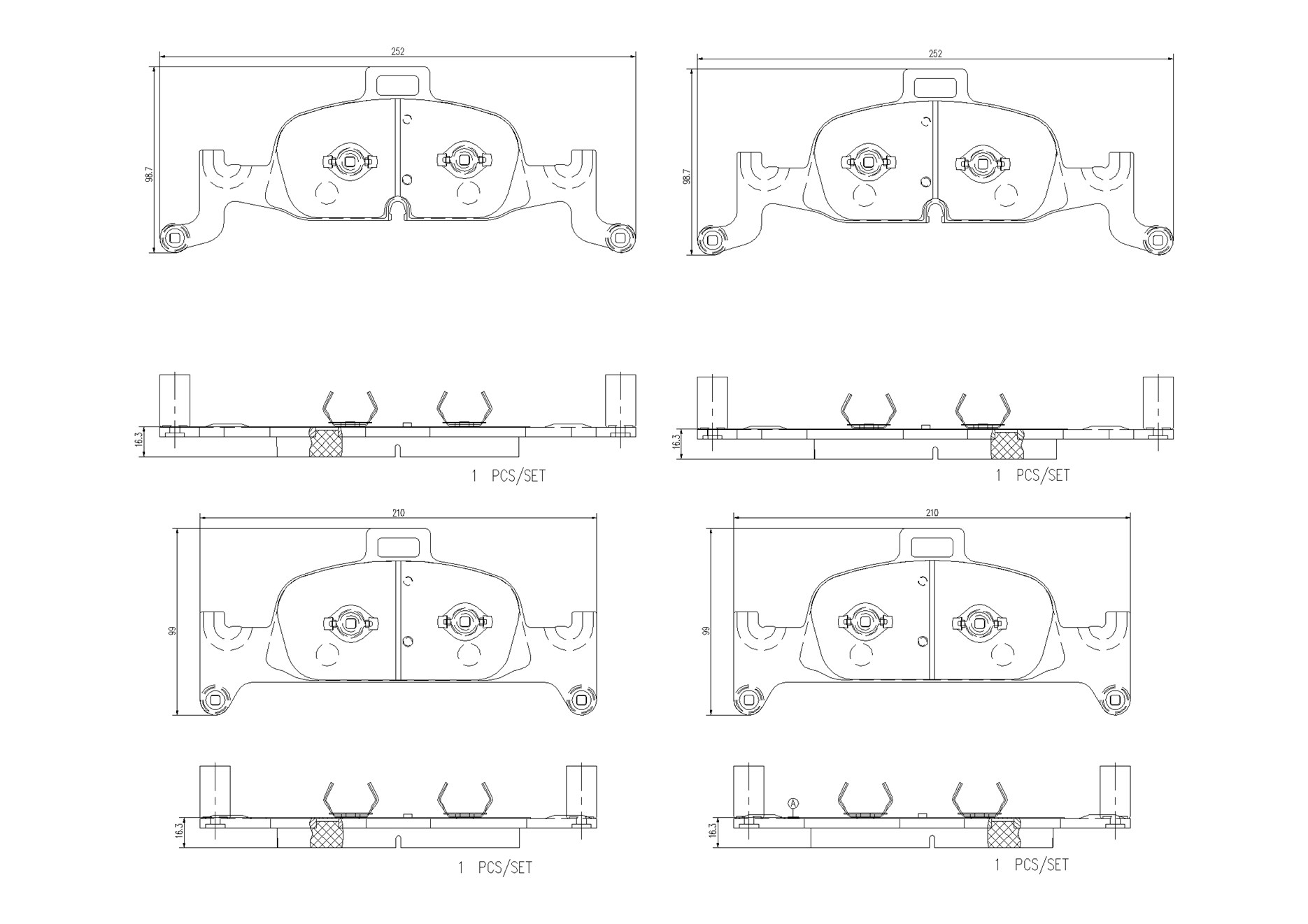 Jogo de 4 pastilhas de travão BREMBO ref. P85164NX