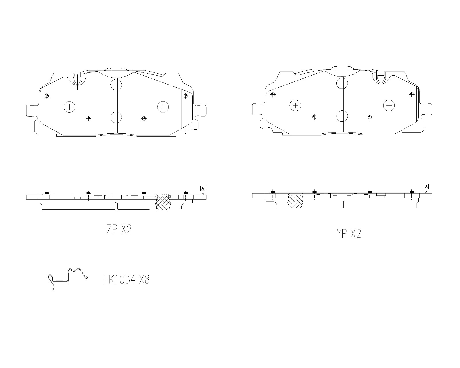 Jeu de 4 plaquettes de frein BREMBO ref. P 85 202