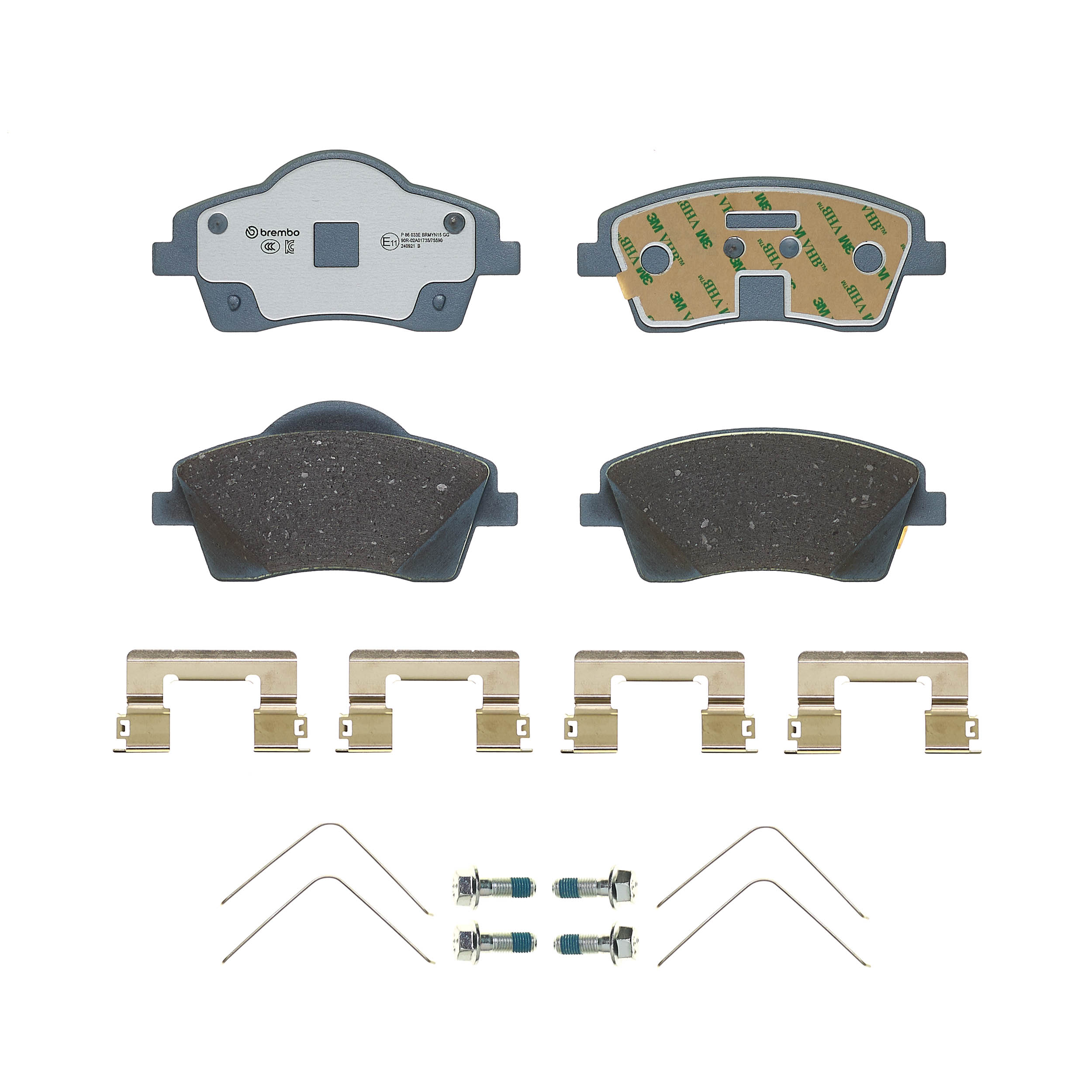 Jogo de 4 pastilhas de travão BREMBO P 86 033E