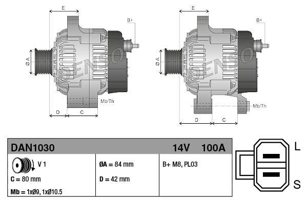 Alternateur DENSO ref. DAN1030
