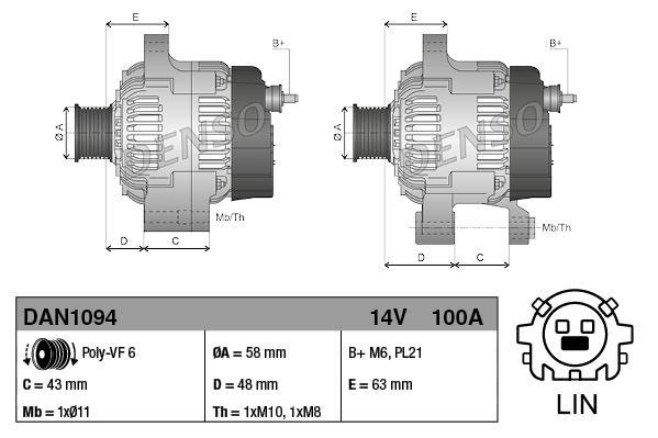 Alternateur DENSO DAN1094