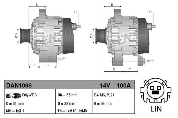 Alternateur DENSO DAN1098