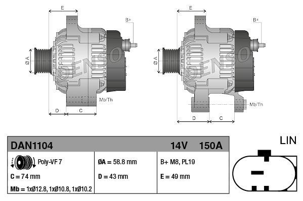 Alternateur DENSO DAN1104