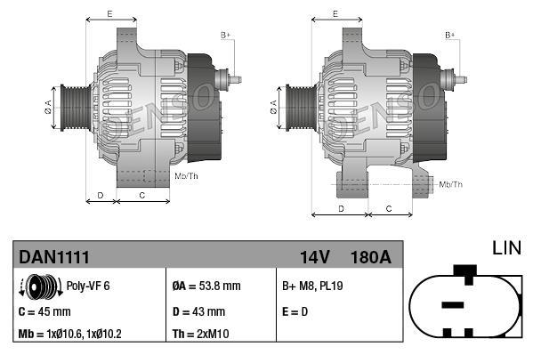 Alternateur DENSO DAN1111