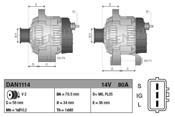 Alternateur DENSO DAN1114