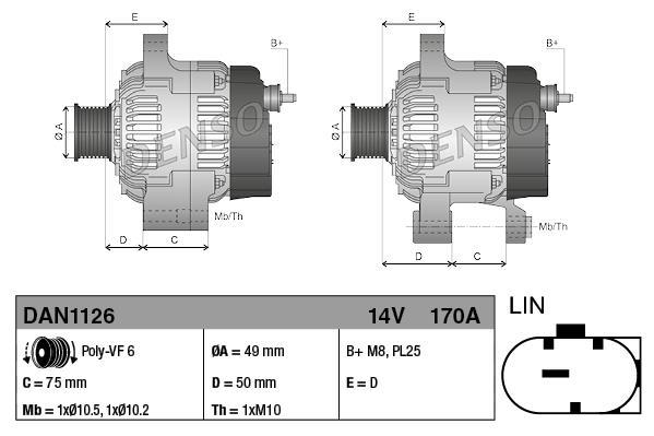 Alternateur DENSO DAN1126
