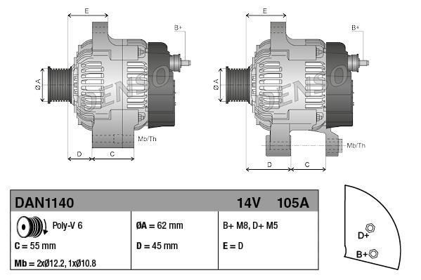 Alternateur DENSO DAN1140