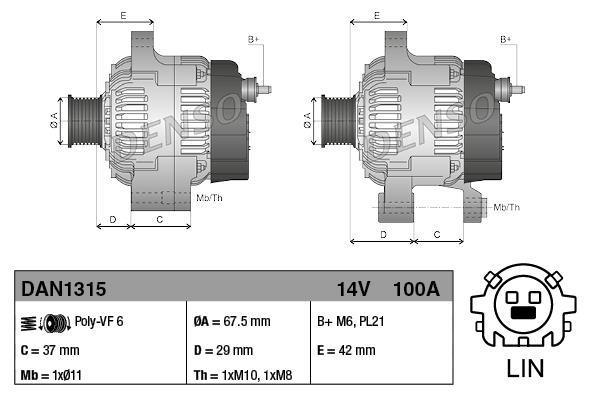 Alternateur DENSO DAN1315