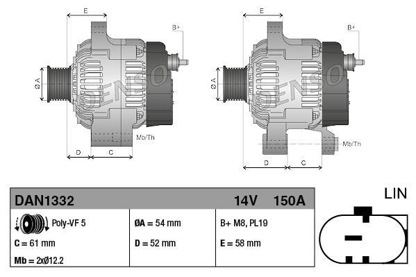 Alternador DENSO ref. DAN1332