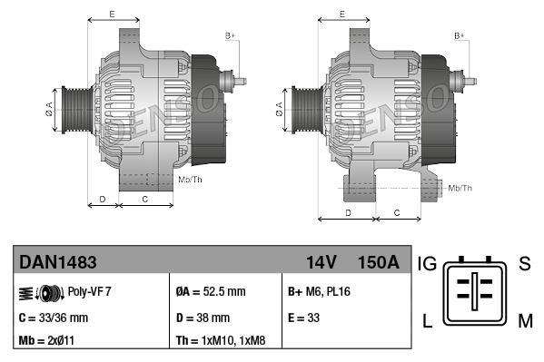 Alternateur DENSO DAN1483