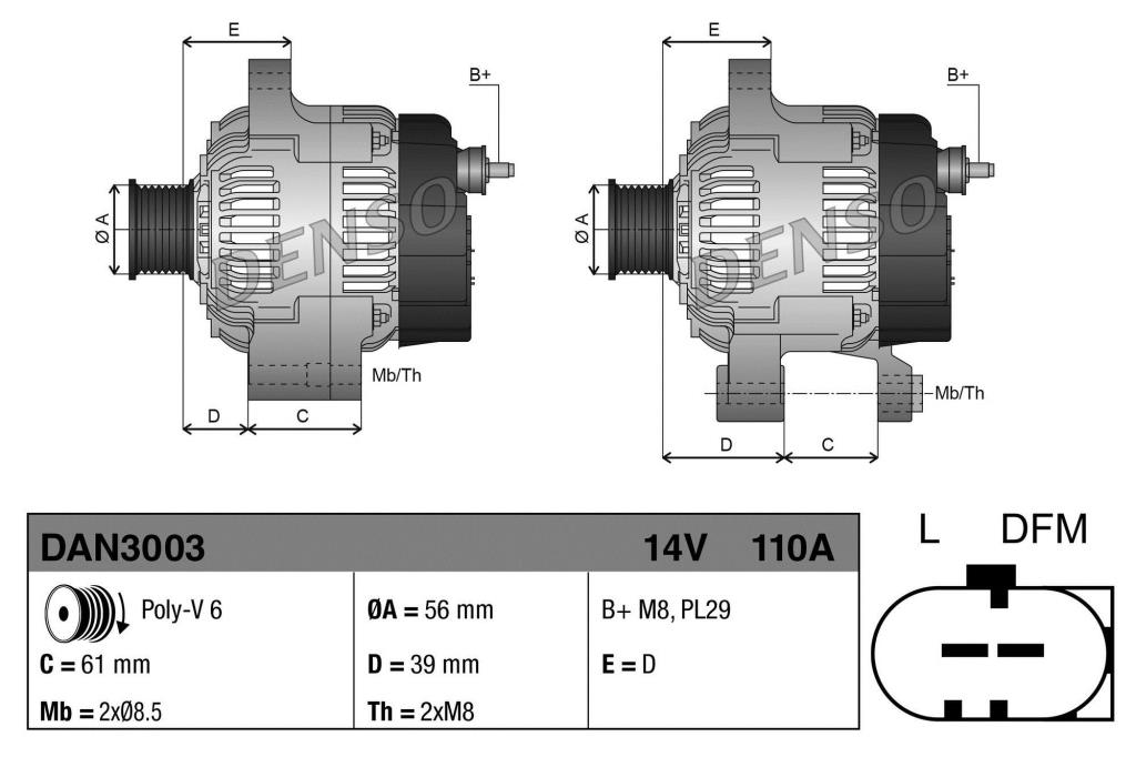Alternador DENSO ref. DAN3003