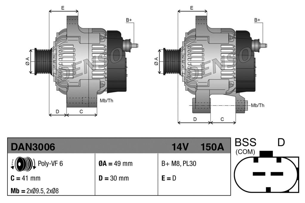 Alternateur DENSO DAN3006