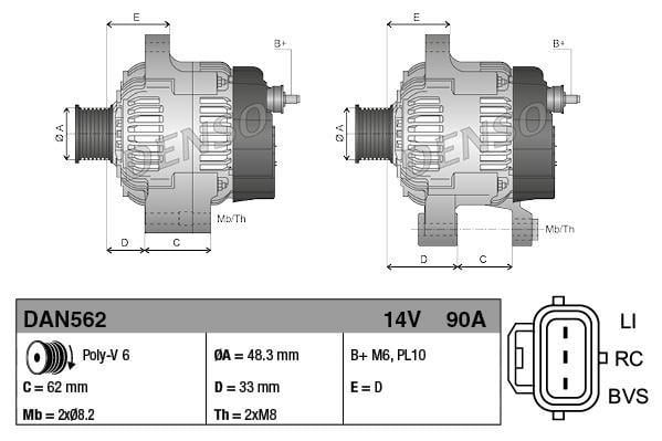 Alternateur DENSO DAN562