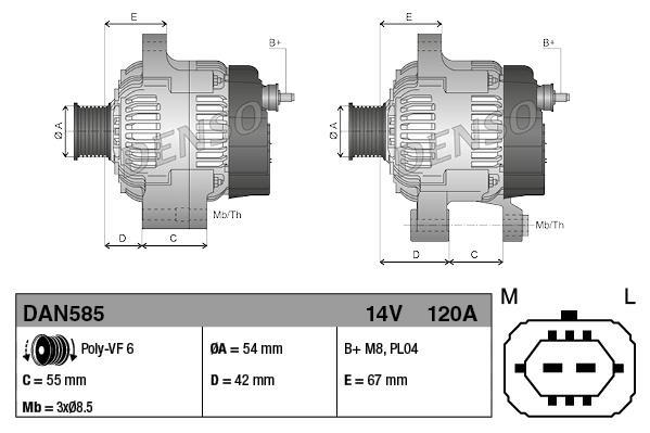 Alternador DENSO DAN585