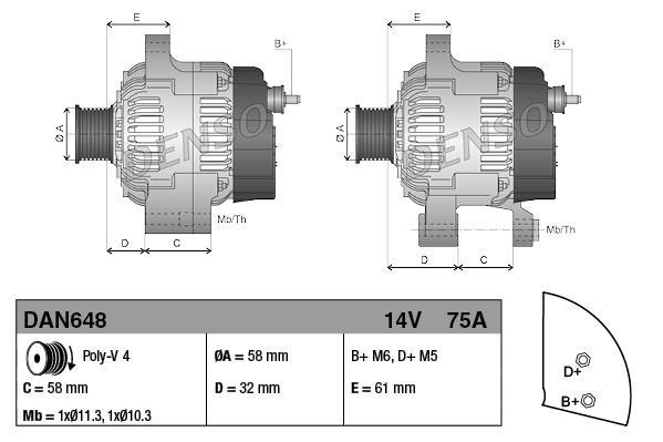 Alternador DENSO ref. DAN648