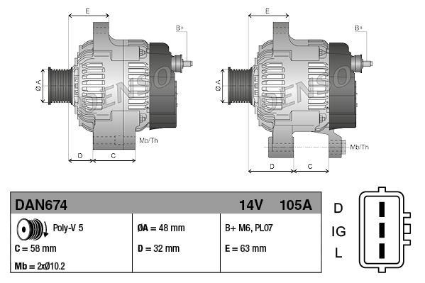 Alternador DENSO DAN674