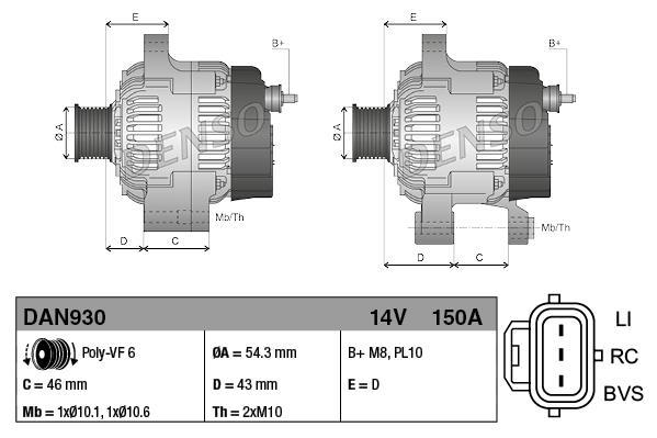 Alternador DENSO ref. DAN930