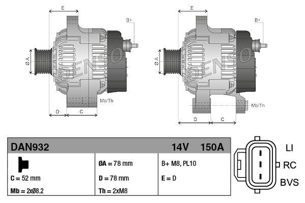 Alternateur DENSO DAN932