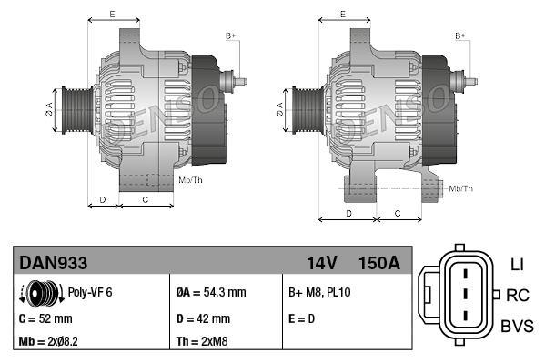 Alternateur DENSO DAN933
