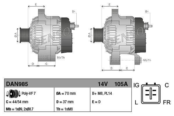 Alternador DENSO ref. DAN985