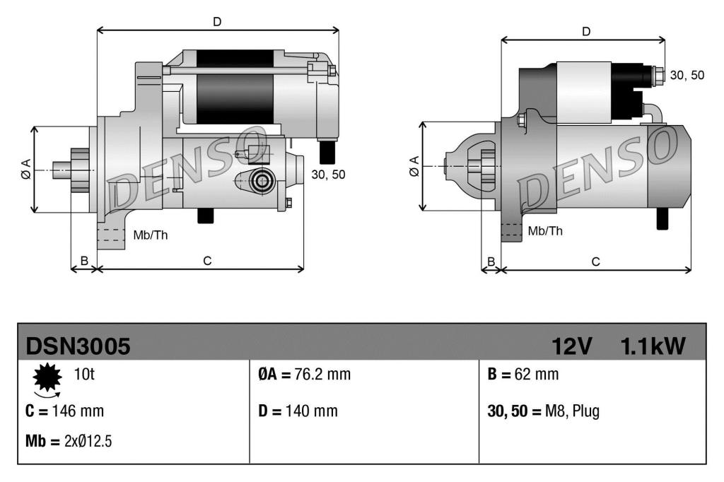 Motor de arranque (Arrancador) DENSO ref. DSN3005