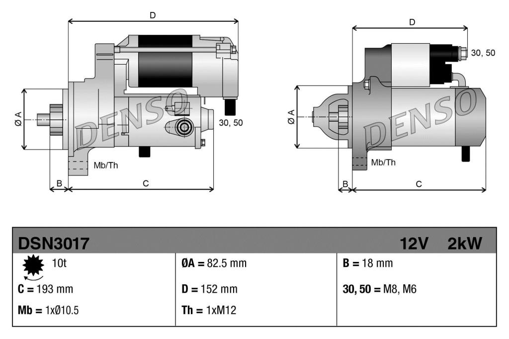 Motor de arranque DENSO ref. DSN3017