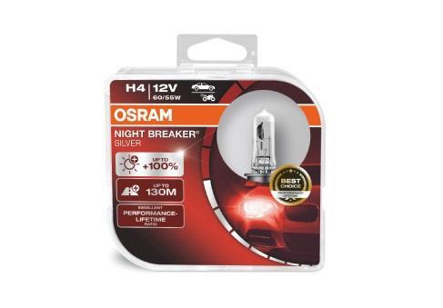 Ampoule, projecteur longue portée OSRAM 2 ✕ H4 NIGHT BREAKER® SILVER - 64193NBS-HCB