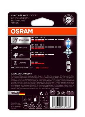 Ampoule, projecteur longue portée OSRAM H7 NIGHT BREAKER® LASER - 64210NBL-01B