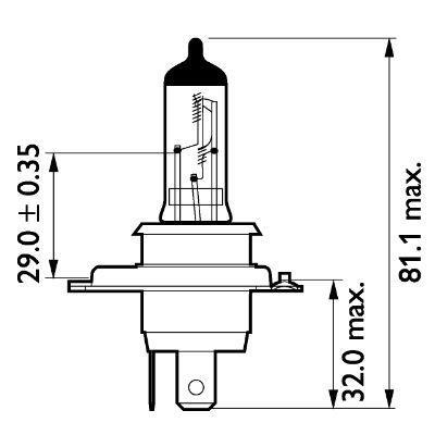 Ampoule PHILIPS 1 ✕ H4 - ref. 13342MDBVB1